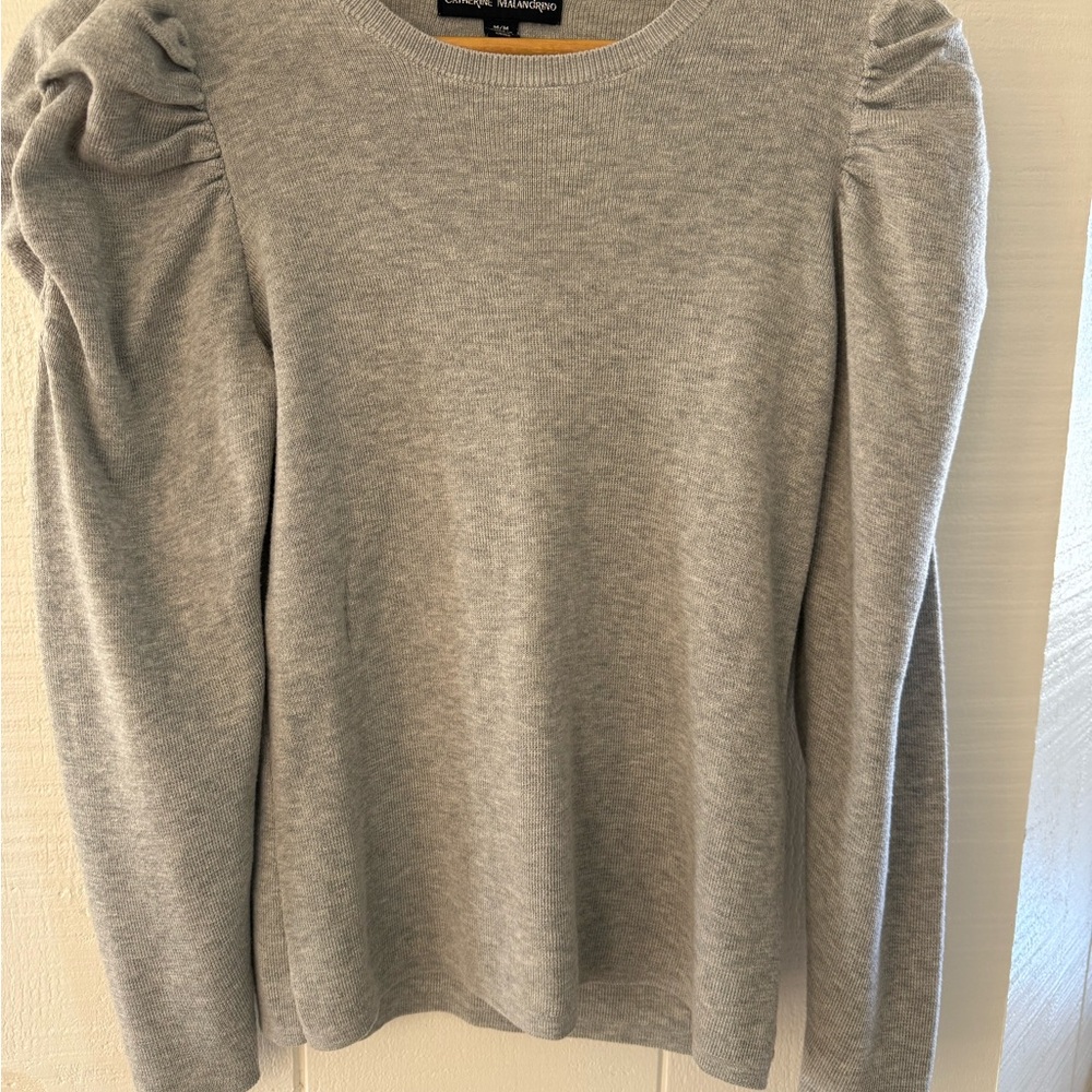 Catherine Malandrino Light Gray Long Sleeve Top